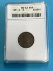 1931-D ANACS Graded Lincoln Wheat Cent MS62 BRN Old Soap Box Holder