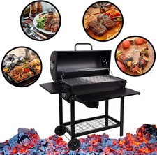 Profi Smoker Grillwagen Holzkohle Stahl BBQ Grill Smoker XL 103x110x59 cm Metall