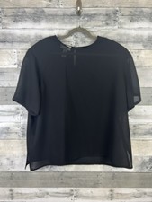 Rena Rowan By Seville Black Short Sleeve Blou...