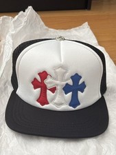 Chrome hearts cemetery leather cross trucker hat brand new