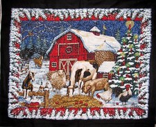 Christmas Barn Farm Animal Fabric 36" X44" Panel Cotton by Springs CP34832