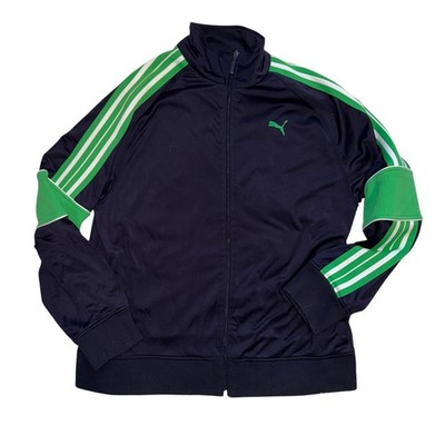 PUMA T7 Iconic Full Zip Track Jacket Mens Size L  Navy & Green