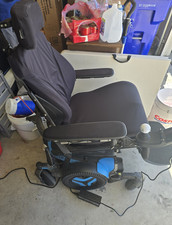 Permobil Power Wheelchair Joystick Control 6 Wheels Black Padded Armrest