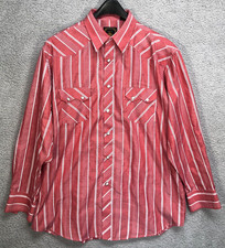 West Advanture Western Style Shirt Mens XL Extra Large Pearl Snaps Red W/White