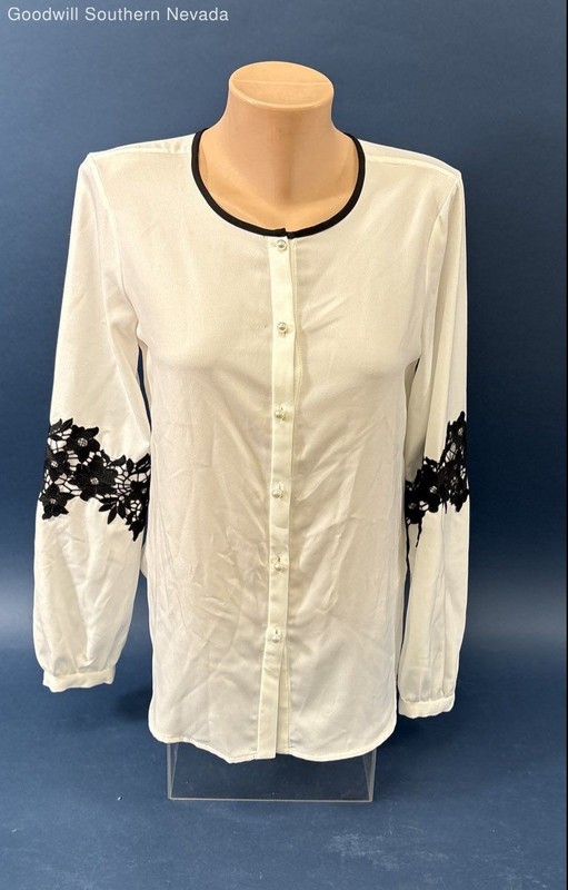 Karl Lagerfeld Women's White Button Up Long Sleeve Blouse - Size XS