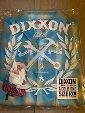 DIXXON Flannel "A Cold One" Men's XTRA LARGE Aqua Blue Plaid Button Shirt NIB
