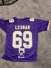 NFL Brock Lesnar Autographed Minnesota Vikings Jersey Super Rare Proof Pic JSA