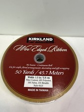 Kirkland Wire Ribbon Red /gold Trim 1.5   Wide 50 Yards New