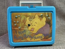 Vintage~”Winnie The Pooh” Disney Aqua Plastic Lunchbox by Thermos made in USA