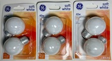 GE 40W Soft White G16 1/2 Shape Decorative Cozy 6 Light Bulbs E26 Screw 31110
