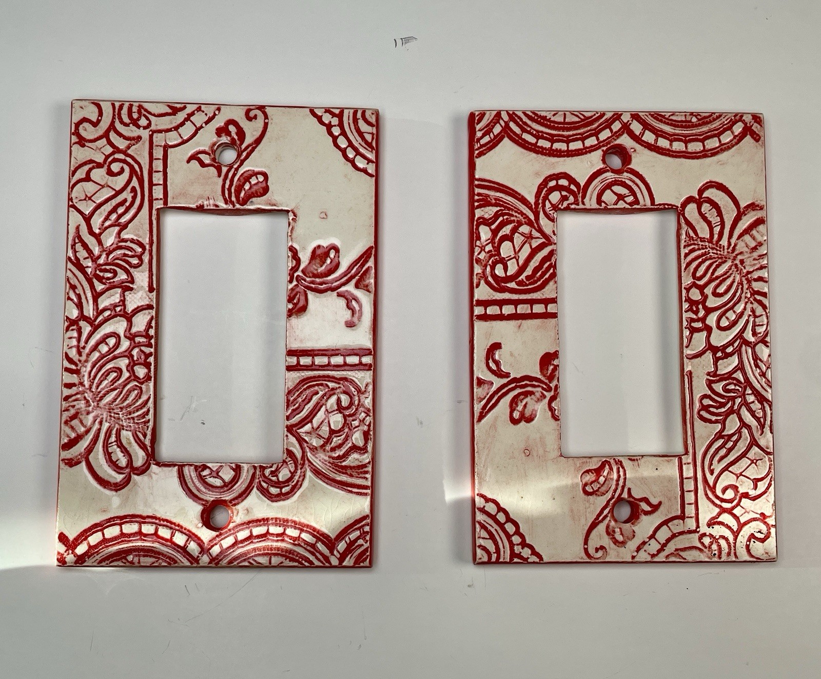 VTG Ceramic Single Switch Outlet Cover Damask Design Handpai