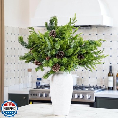 6PCS Pine Branches with Big Pine Cones, 28  Artificial Norfolk Cypress Cedar 