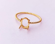 Solid 925 Sterling Silver Gold Plated Oval 8x10mm Prong Bezel Ring Blank