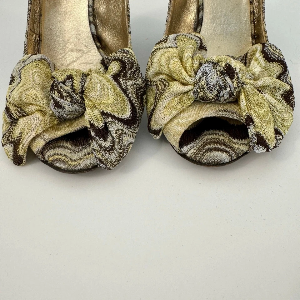 Sandalias Missoni Zigzag Lazo Cuñas Tacón Madera Hechas en Italia Talla 37.5 (US 7.5) Foto 4 de 4