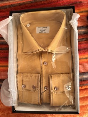 Gerlin for Cuzzens Men's Yellow Solid Cotton Dress Shirt 16/41 Pockets