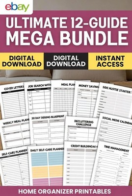 12-in-1 Life Planner Bundle Digital Download   Career Money Wellnes Home