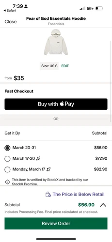 Cappuccio rovere chiaro Fear Of God Essentials taglia small