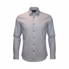 David Donahue Trim Fit 100% Cotton Dress Shirt Lavender Micro‑Check 15.5‑34/35