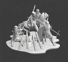 Northern Crusades Miniature Medieval Combat Scene Downing of a Knight Diorama 3D