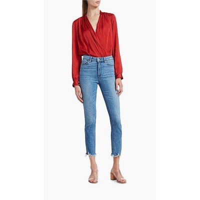 Paige Cindy High Rise Straight Leg Jeans Mel Destroyed Raw Hem 24