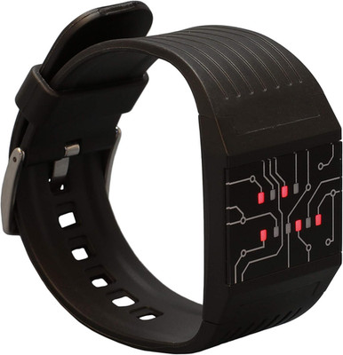 Binary Wrist Watch for Professionals with LED Lights - a Black