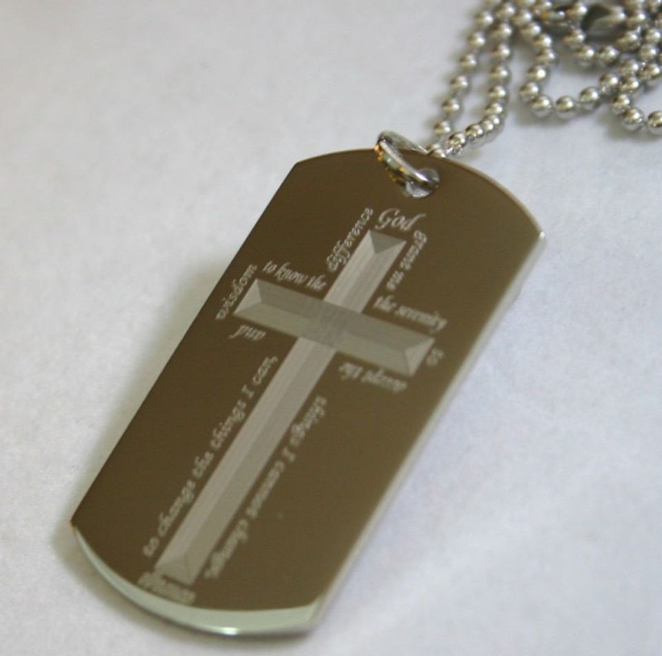 Serenity Prayer Dog Tag Stainless Steel Necklace – Engraved Military Style With 27" Chain Engraved Stainless Steel Necklace - Foto 4