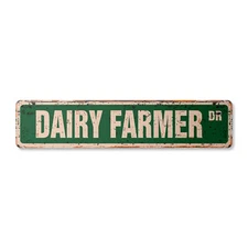 DAIRY FARMER Vintage Street Sign Metal Plastic cow milk cheese silo hay
