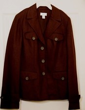 Ann Taylor Loft Fitted Dark Brown Linen / Rayon 4 pocket Blazer Jacket Womens 6