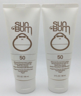 Sun Bum SPF 50 Mineral Sunscreen Lotion, 3 Oz, Fragrance Free, 12/2025 (2PK)