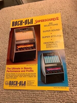 11- 8 1/4  Rock Ola Jukebox Super Sounds 2  1986. arcade game AD FLYER