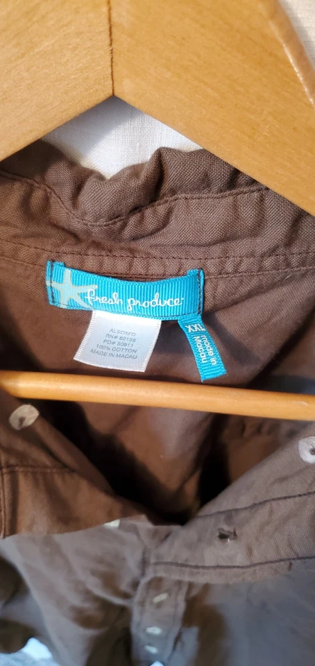 Fresh Produce Shirt Mens Sz 2XL Brown Button Front Long Sleeve - Image 2 of 3