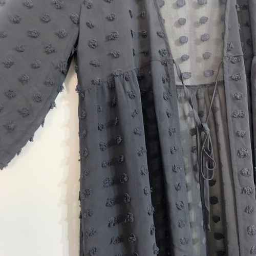 Maurices Long Cardigan Gray Sheer Tulle 1/2 Sleeve Tie Lightweight Dress Small - Picture 9 of 15