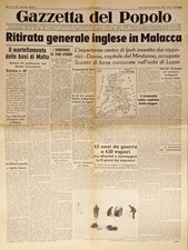 Gazzetta del Popolo N. 306 - 1941 Ritirata generale inglese in Malacca