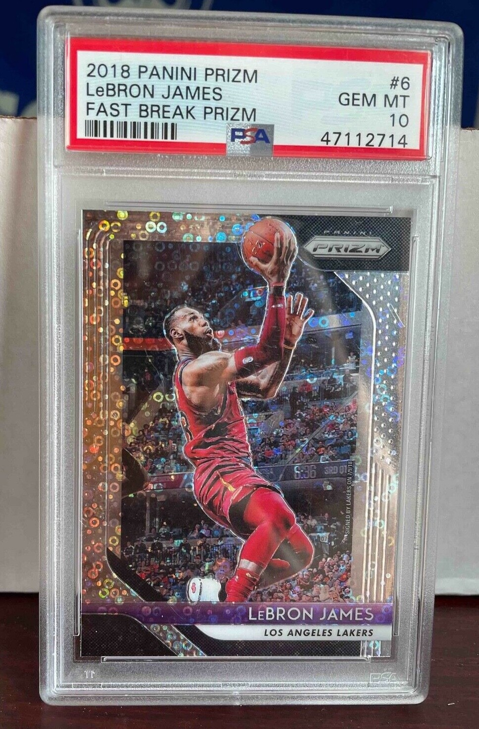 2018 Panini Prizm Fast Break #6 LEBRON JAMES PSA 10 LA LAKERS MINT Silver NBA