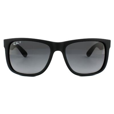 Ray-Ban Sonnenbrille Justin 4165 622/T3 Schwarz Gummi Grau Verlauf Polarisiert
