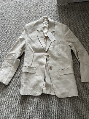 BNWT Assembly Label Leila Natural Linen Blazer Size Oversized