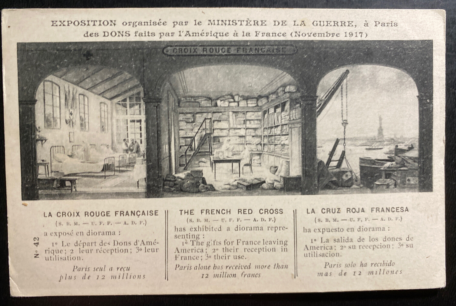 Vintage WWI French Red Cross Mint Postcard PPC War Ministry Exhibition