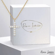 Renee Lumiere, 14K Gold Plated Zircon Cross Necklace for Women | Cross Pendant