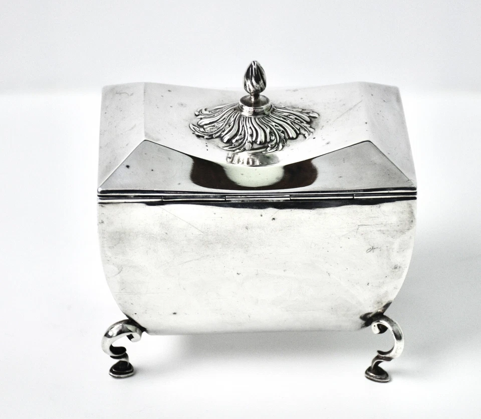 Antiguo carrito de té de plata esterlina - Walker & Hall - Chester 1907 con interior dorado Foto 4 de 4