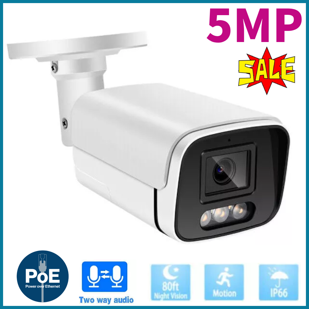 5MP IP POE Night Vision 2 Way Audio Humanoid Detection Plug & Play Bullet Camera