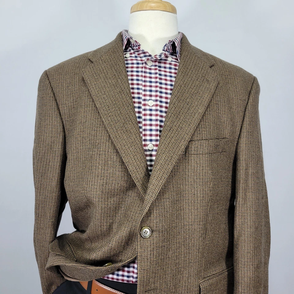 CHAPS Ralph Lauren Men's Sport Coat Blazer Two Button Flannel Wool Brown 44S - Image 2 of 4