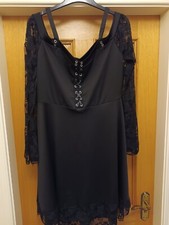 Ladies Beautiful Black Lace Patterned Dress Size XL UK 14