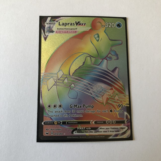 Pokemon TCG Lapras VMAX 203/202 SWSH Base Set Rainbow Secret Rare | eBay