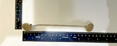 Silver-Plated Hebrew Collar Clip w/ 4 Matching Red / Blue Buttons - Picture 3 of 3