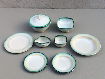Ancien coffret de dinette en porcelaine, service café lot, 19ème jouet superbe - Antiquités