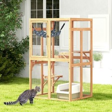 COZIWOW Outdoor Catio Cat Enclosure, Wooden Cat House Window Access