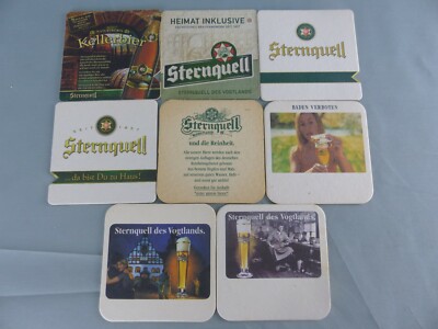 Lot of 8 different STERNQUELL Bier coaster bierviltje Bierdeckel E75 SOUS BOCK