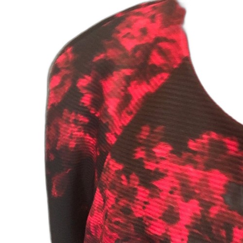 Kasper Blazer Women's Size 14 Red and Black Floral Open Front 3/4 Sleeve - Picture 5 of 7