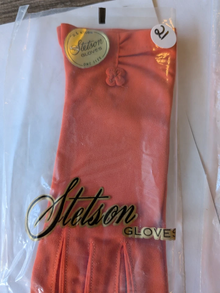 Guantes de vestir vintage Stetson años 60 70 naranja Foto 2 de 4