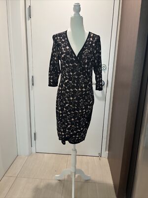 phase eight dress 14. Pencil Draped Dress Pink And Black. | eBay